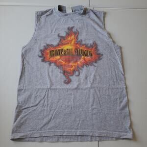 Universal Studios Orlando Shirt Mens Medium Gray Sleeveless Flame Graphic Tank